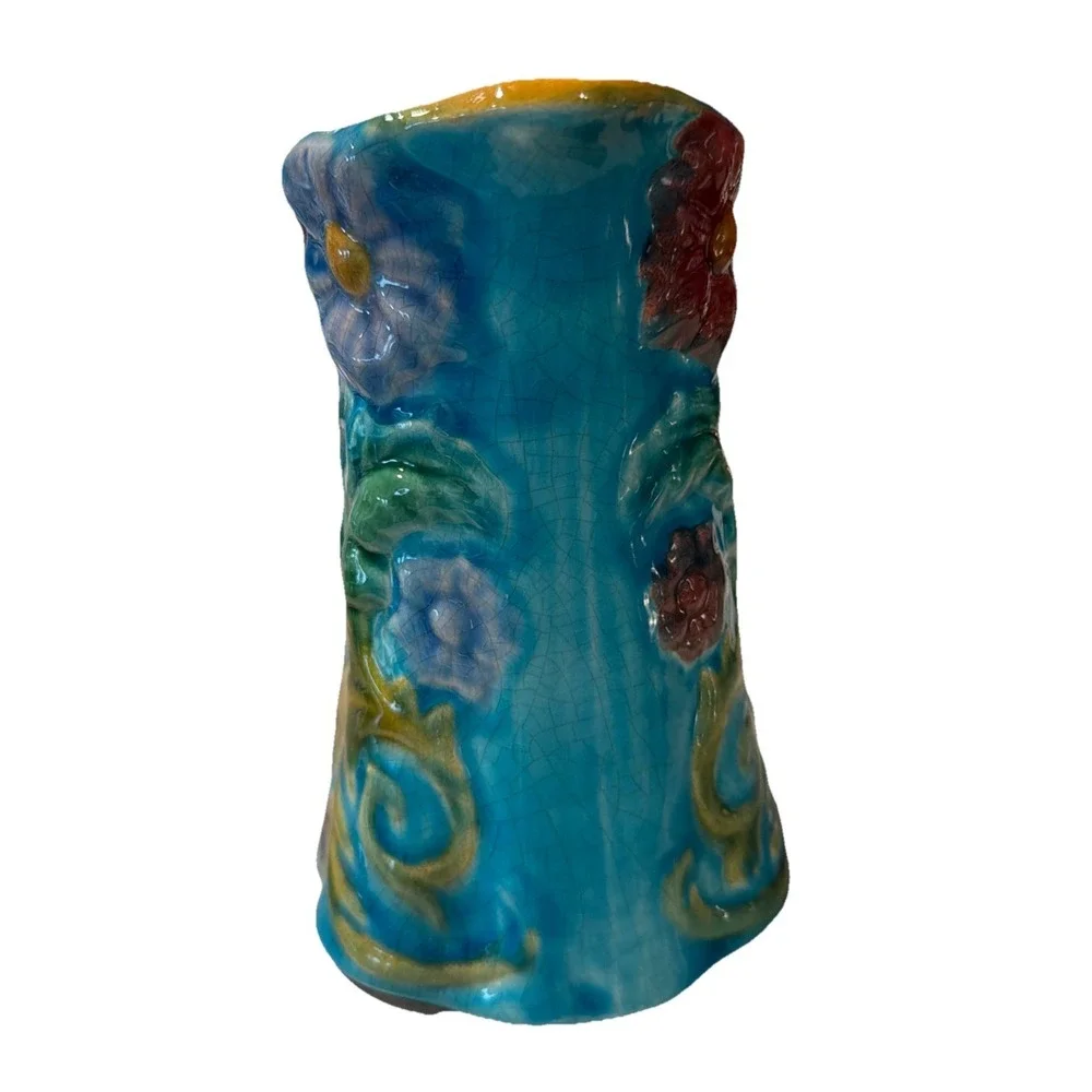 Antique Saint Germain Sur‎ Pottery Barbotine Mojilica Slipware Floral 7